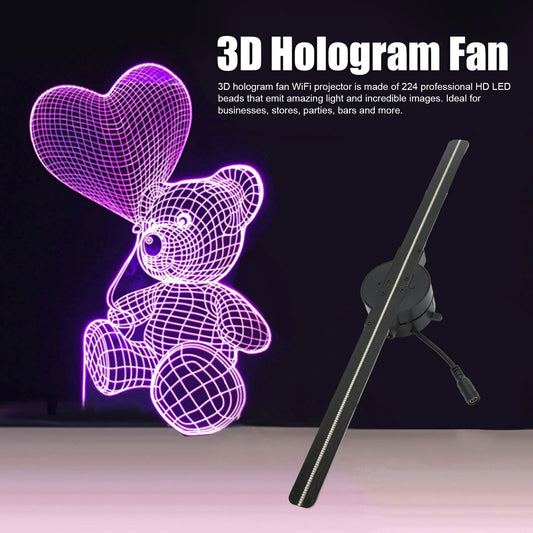 3D Hologram Fan 16.5 inch, WiFi 3D Projector with 224 LED Light Beads