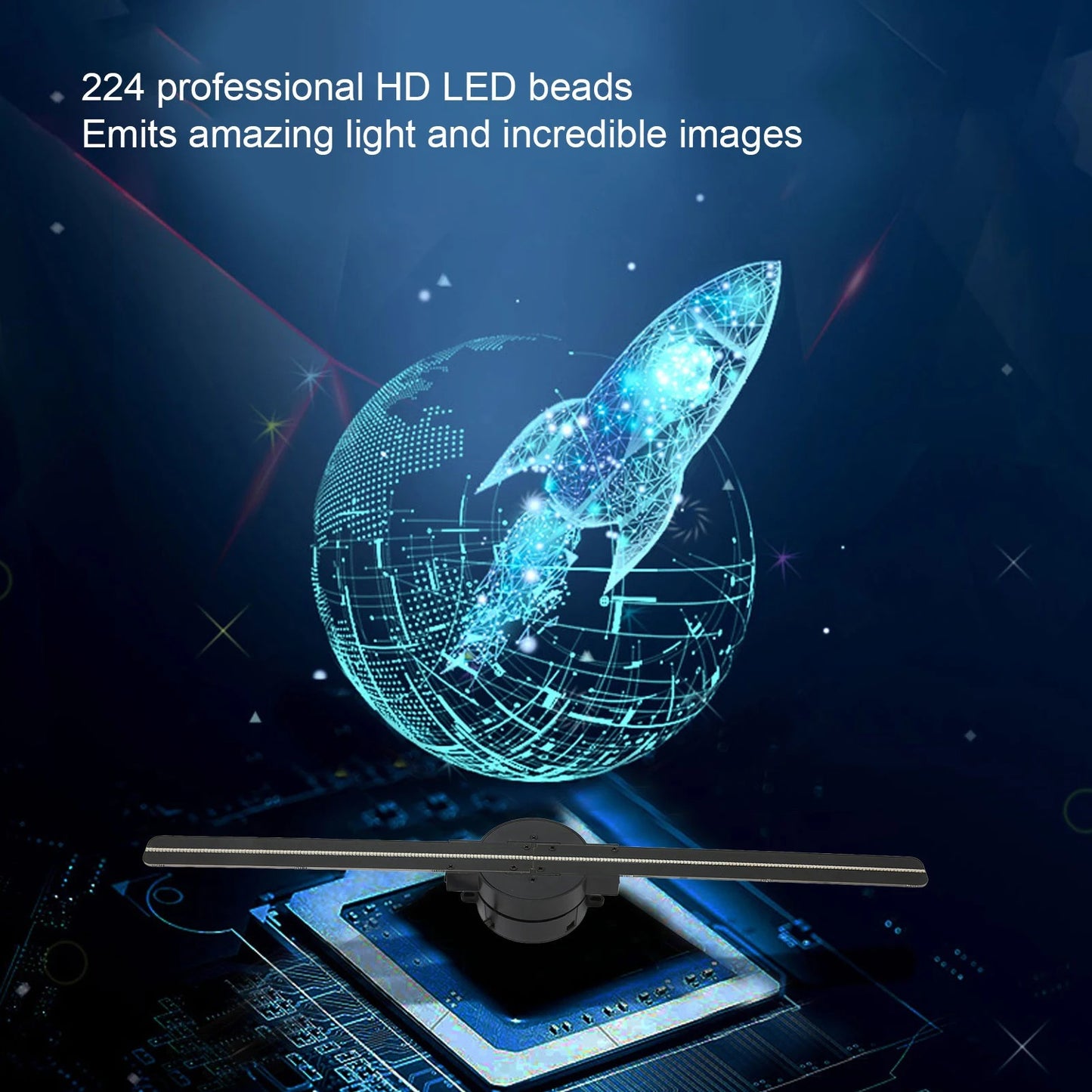 3D Hologram Fan 16.5 inch, WiFi 3D Projector with 224 LED Light Beads